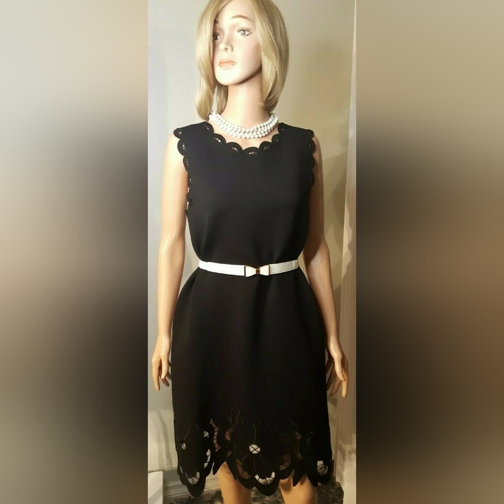 ❤️BUY2️⃣GET1️⃣🩷FREE♧$3,790 OSCAR DE LA RENTA NEW BLACK FLOWER KNIT DRESS M L - Picture 5 of 14